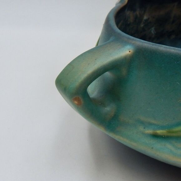 Roseville FREESIA Green 1945 Vintage Art Pottery Ceramic Console Bowl 466-10 - Picture 12 of 15